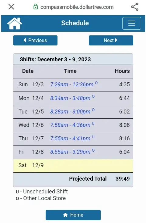 dollar tree compass employee schedule